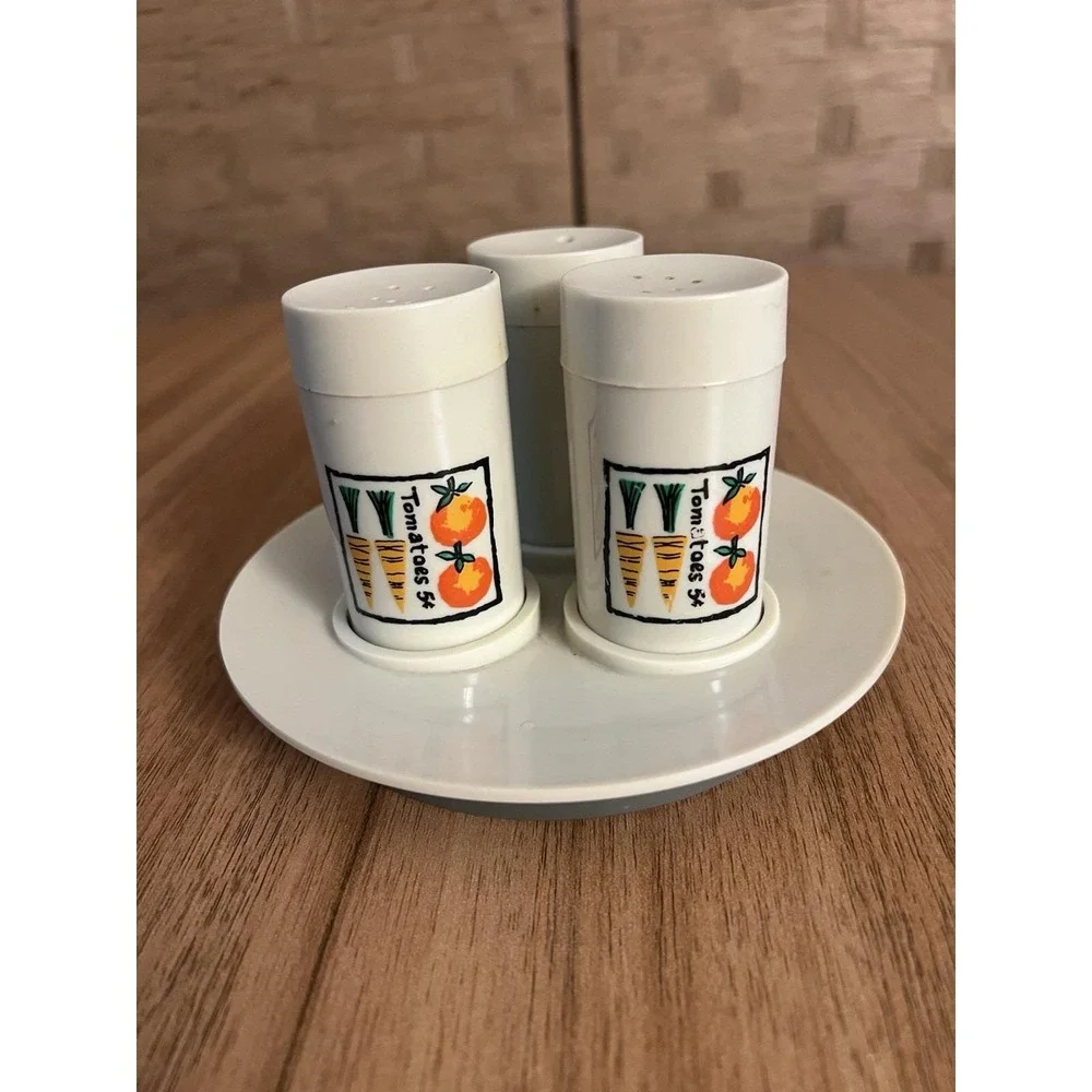 Loma Industries Salt & Pepper Shakers‎ Toothpick Holder Tray Set Mid-Century Vtg